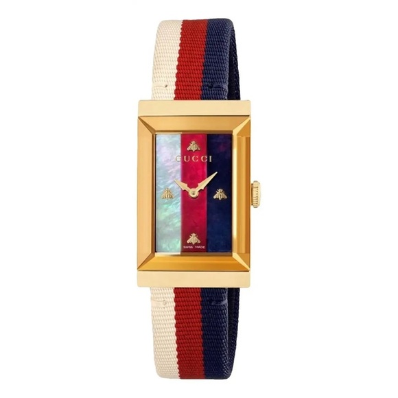 NWT GUCCI Steel Mother of Pearl 21mm Quartz Watch - 100% Authentic w/ COA - Picture 1 of 7